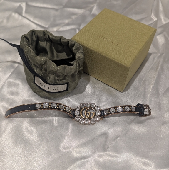 Gucci Black and Gold Crystal Bracelet